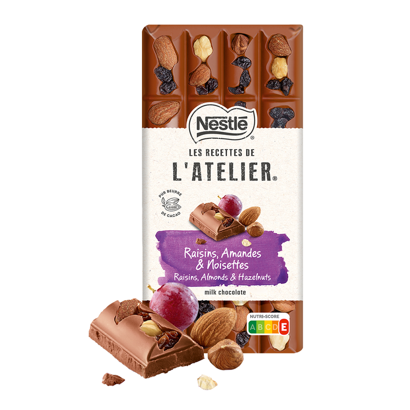 Load image into Gallery viewer, Nestle Les Recettes de L&#39;atelier Milk Chocolate Raisin Almonds Bar 170g
