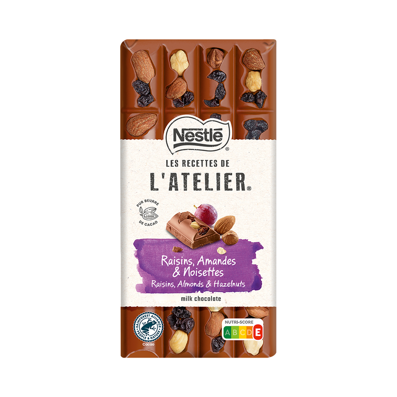 Load image into Gallery viewer, Nestle Les Recettes de L&#39;atelier Milk Chocolate Raisin Almonds Bar 170g
