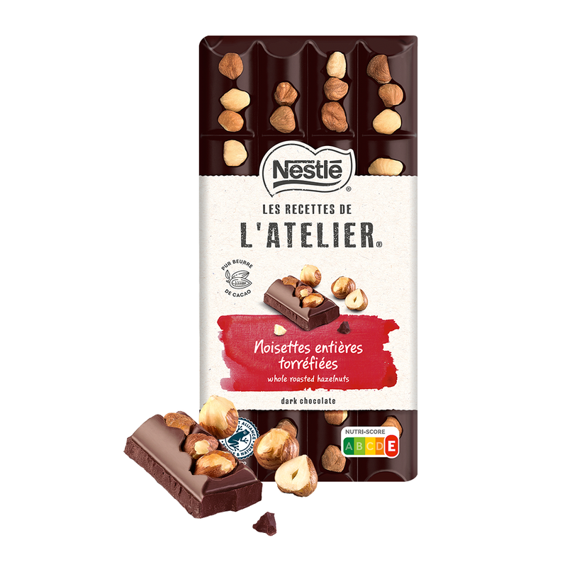 Load image into Gallery viewer, Nestle Les Recettes de L&#39;atelier Dark Chocolate Hazelnut Bar 170g
