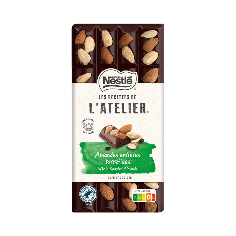 Load image into Gallery viewer, Nestle Les Recettes de L&#39;atelier Dark Chocolate with Almonds Bar 170g
