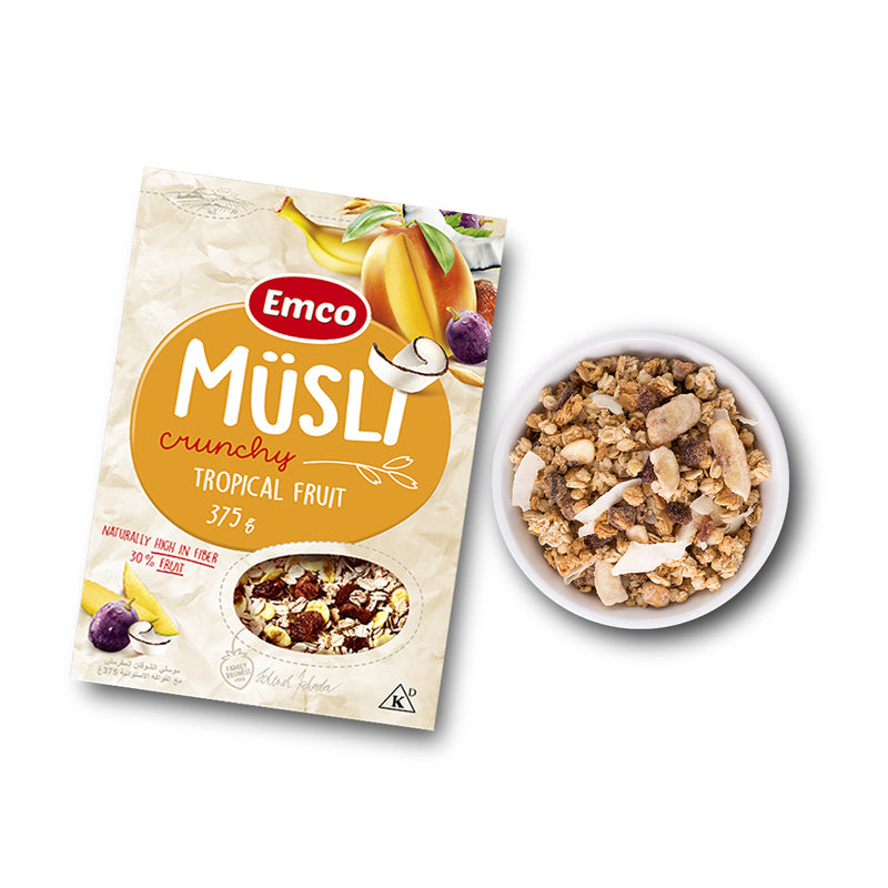 Load image into Gallery viewer, Emco Musli Crunchy Oat Cereal with Tropical Fruit 375g
