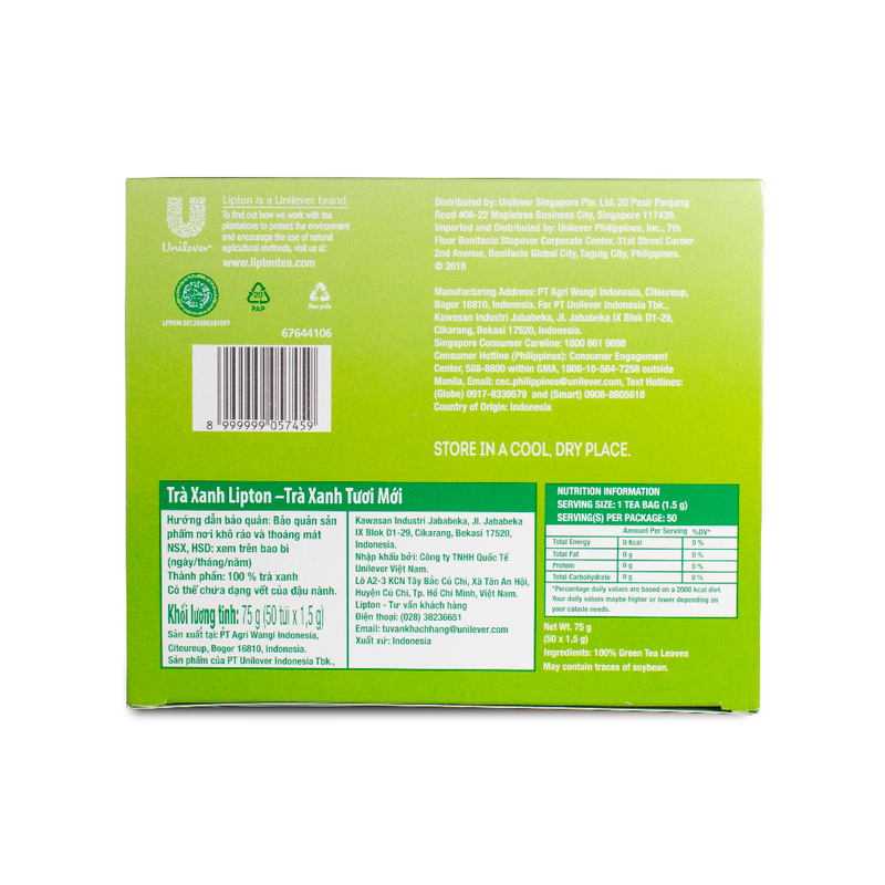 Load image into Gallery viewer, Lipton Fresh Green Tea- 50 sachets x 1.5g
