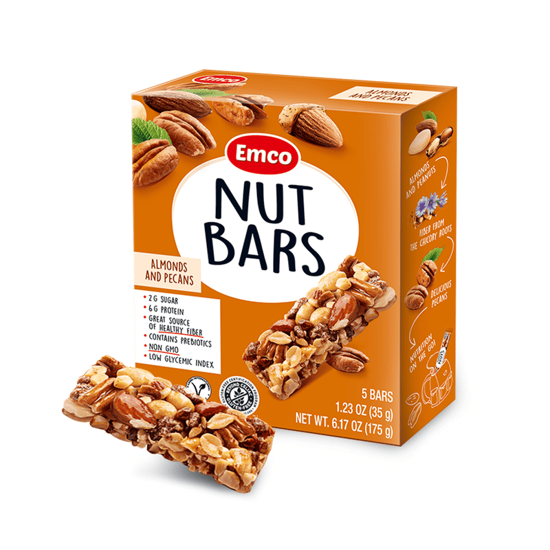 Load image into Gallery viewer, Emco Nut Bar with Almonds and Pecan Nuts (No Added Sugar) 35g Pack of 5
