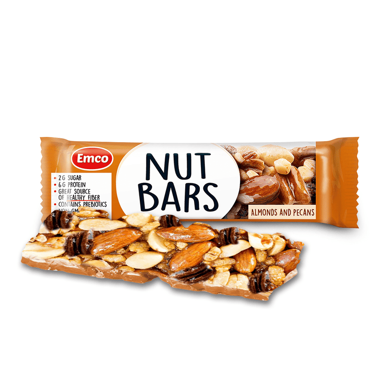 Load image into Gallery viewer, Emco Nut Bar with Almonds and Pecan Nuts (No Added Sugar) 35g Pack of 5
