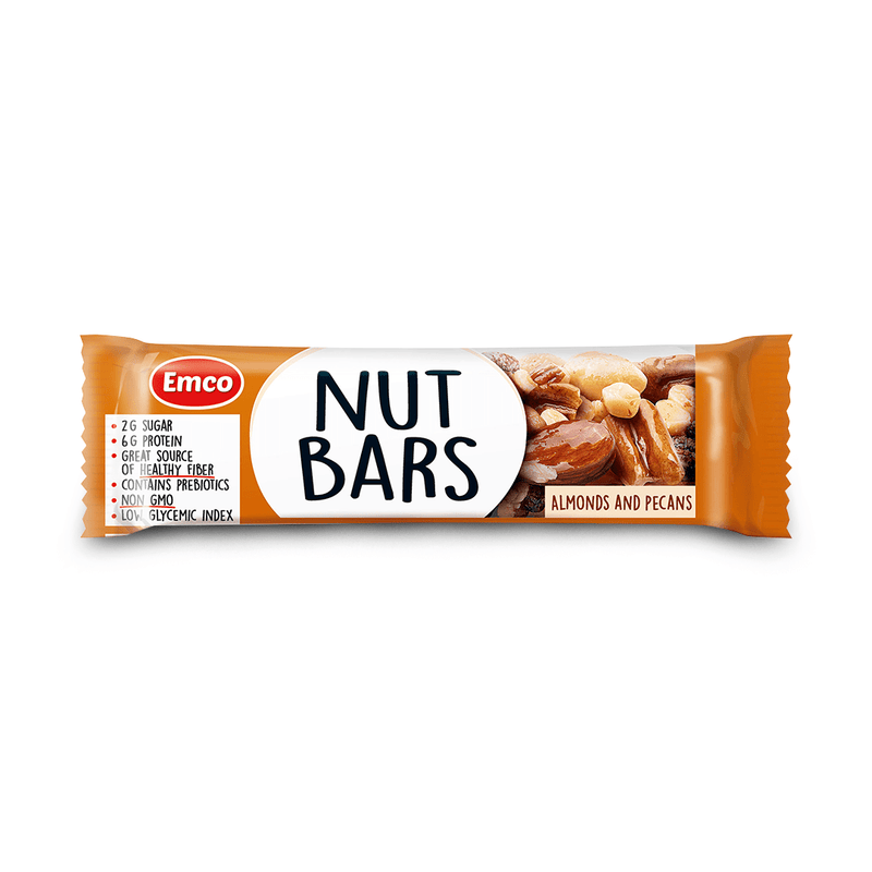 Load image into Gallery viewer, Emco Nut Bar with Almonds and Pecan Nuts (No Added Sugar) 35g Pack of 5
