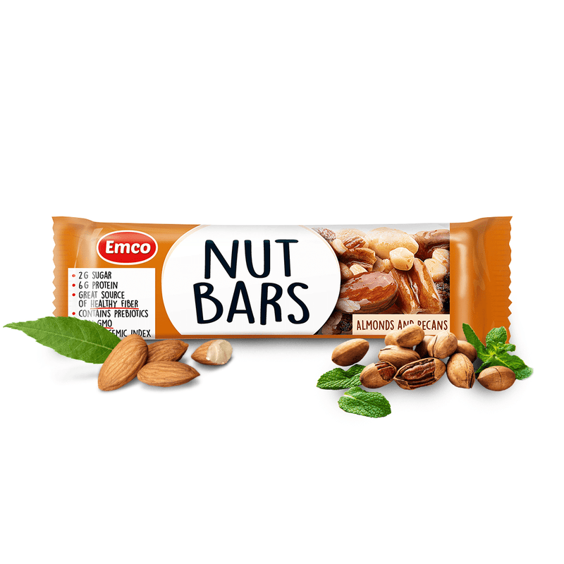 Load image into Gallery viewer, Emco Nut Bar with Almonds and Pecan Nuts (No Added Sugar) 35g Pack of 5
