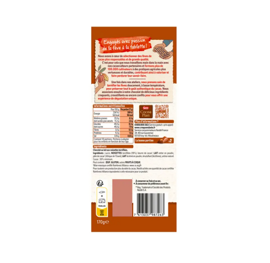 Nestle Les Recettes de L'atelier Milk Chocolate Hazelnut Bar 170g