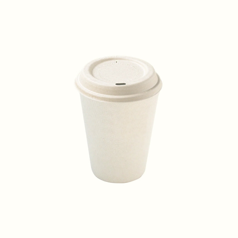 Econtainer L051 9oz Sugarcane Bagasse Coffee Cup Compostable and Eco-friendly Food Packaging [50 pcs.] - With Lid