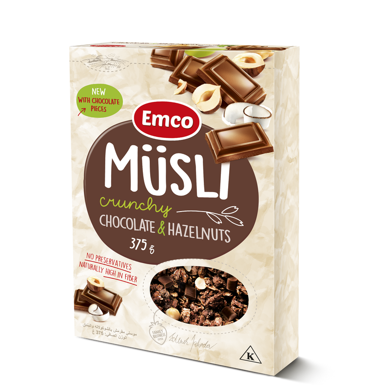 Load image into Gallery viewer, Emco Musli Crunchy Oat Cereal with Chocolate and Hazelnuts 375g
