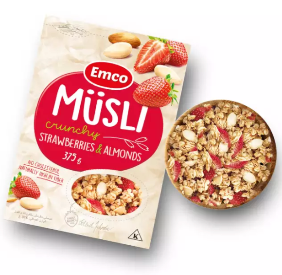 Load image into Gallery viewer, Emco Musli Crunchy Oat Cereal with Strawberries and Almonds 375g
