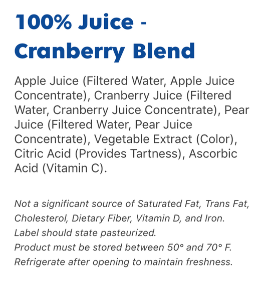 Apple and Eve Cranberry 100% Juice 64oz /1.89L (No Sugar Added)