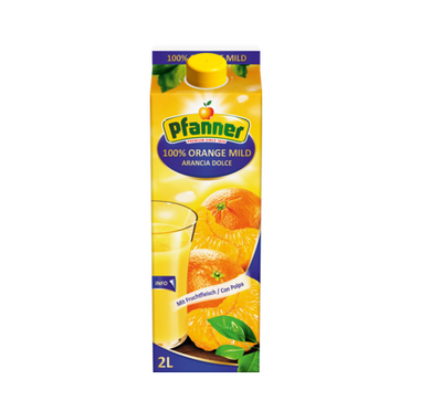 Pfanner 100% Orange Juice with PULP 2L (No Sugar Added)