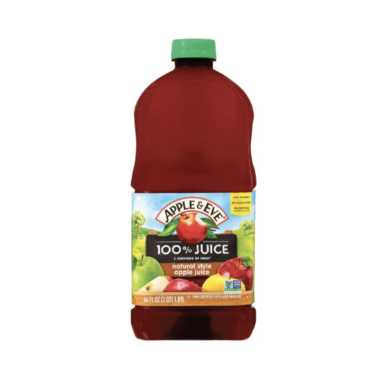 Apple & Eve 100% Apple Juice Natural Style 64oz /1.89L (No Sugar Added)