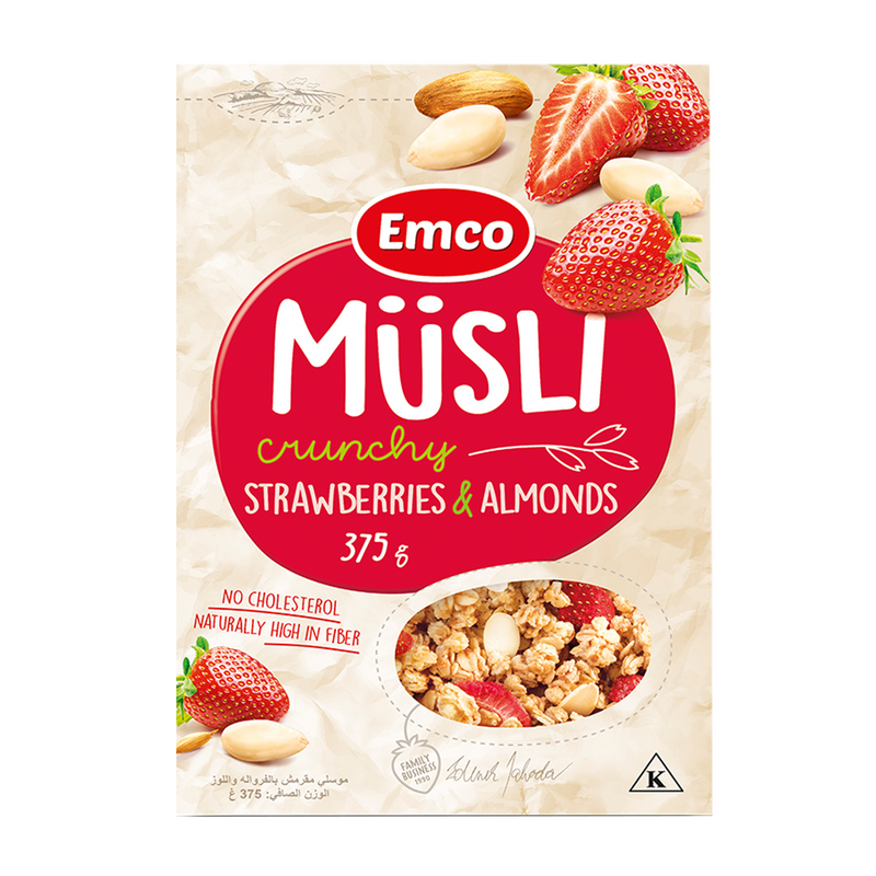 Load image into Gallery viewer, Emco Musli Crunchy Oat Cereal with Strawberries and Almonds 375g

